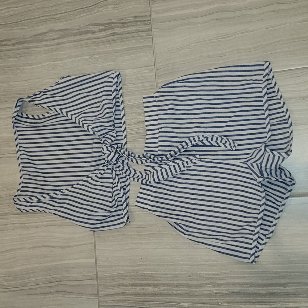 Blue and White Short and Matching Top